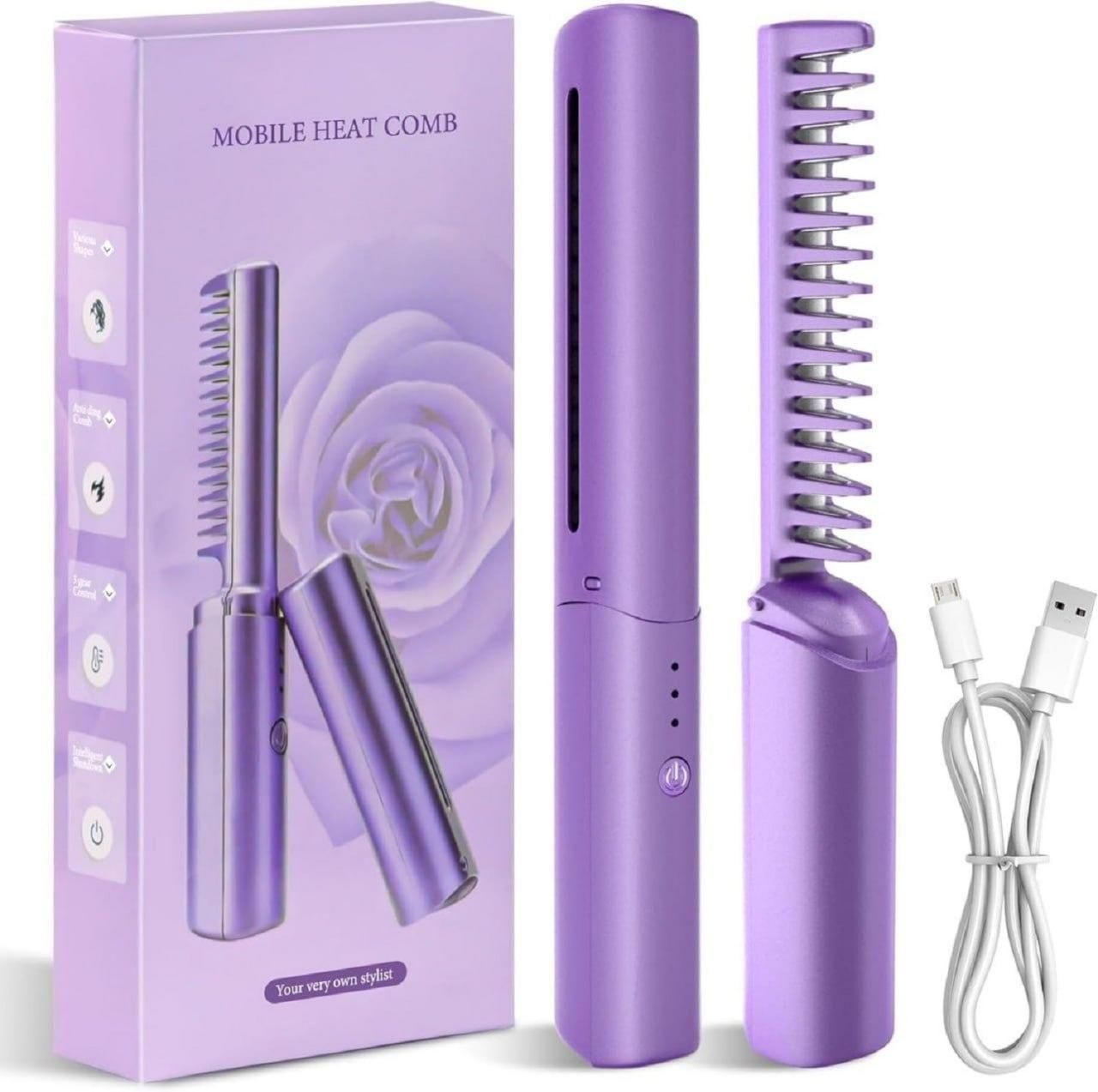 Cordless Mini Hair Straightener Comb – Quick Smooth & Frizz-Free Hair