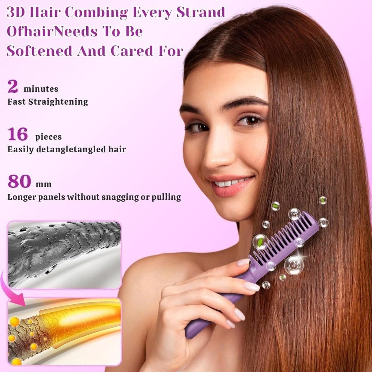 Cordless Mini Hair Straightener Comb – Quick Smooth & Frizz-Free Hair